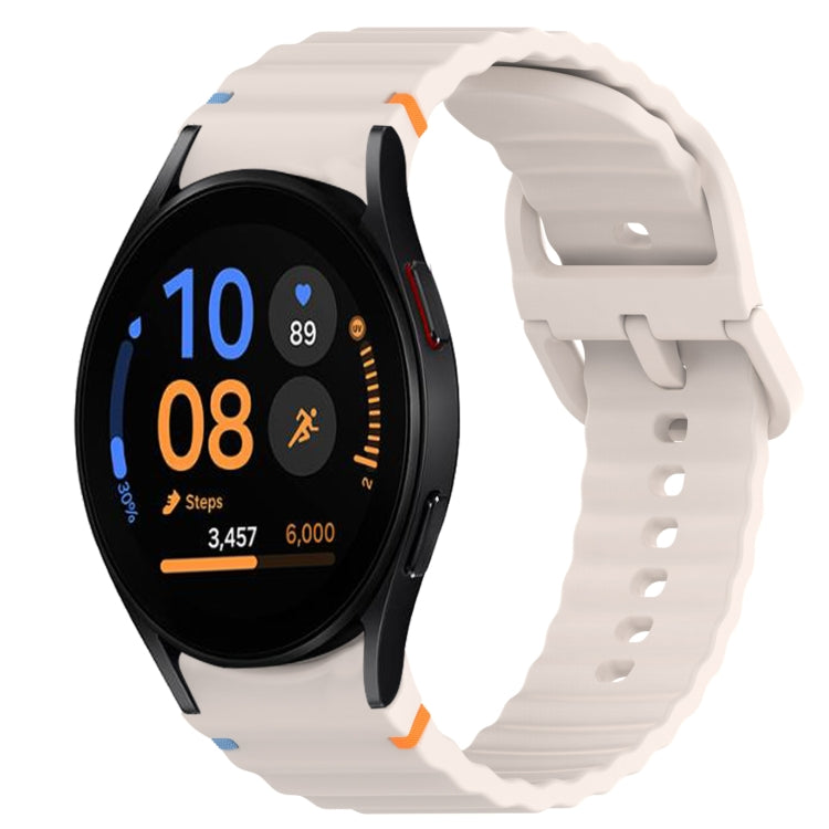 Correia de relógio em silicone com grão ondulado e costura, fecho rápido, para Samsung Galaxy Watch FE 40mm, para Samsung Galaxy Watch 7 44mm, para Samsung Galaxy Watch 7 40mm, para Samsung Galaxy Watch 6 Classic 47mm