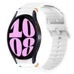 Correia de relógio em silicone com grão ondulado e costura, fecho rápido, para Samsung Galaxy Watch 6 44mm, para Samsung Galaxy Watch 6 40mm, para Samsung Galaxy Watch 6 Classic 43mm, para Samsung Galaxy Watch 5 Pro Edição Golfe