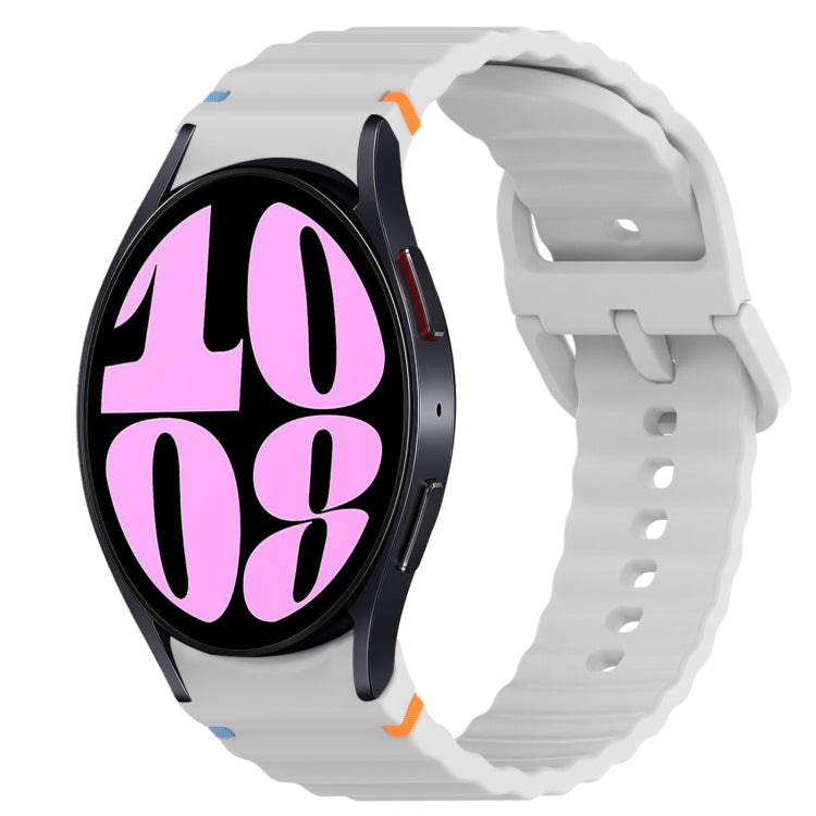 Correia de relógio em silicone com grão ondulado e costura, fecho rápido, para Samsung Galaxy Watch 6 44mm, para Samsung Galaxy Watch 6 40mm, para Samsung Galaxy Watch 6 Classic 43mm, para Samsung Galaxy Watch 5 Pro Edição Golfe