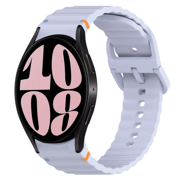 Correia de relógio em silicone com grão ondulado e costura, fecho rápido, para Samsung Galaxy Watch 6 44mm, para Samsung Galaxy Watch 6 40mm, para Samsung Galaxy Watch 6 Classic 43mm, para Samsung Galaxy Watch 5 Pro Edição Golfe