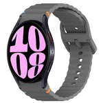 Correia de relógio em silicone com grão ondulado e costura, fecho rápido, para Samsung Galaxy Watch 6 44mm, para Samsung Galaxy Watch 6 40mm, para Samsung Galaxy Watch 6 Classic 43mm, para Samsung Galaxy Watch 5 Pro Edição Golfe