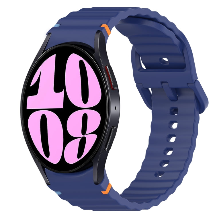 Correia de relógio em silicone com grão ondulado e costura, fecho rápido, para Samsung Galaxy Watch 6 44mm, para Samsung Galaxy Watch 6 40mm, para Samsung Galaxy Watch 6 Classic 43mm, para Samsung Galaxy Watch 5 Pro Edição Golfe