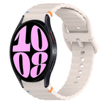 Correia de relógio em silicone com grão ondulado e costura, fecho rápido, para Samsung Galaxy Watch 6 44mm, para Samsung Galaxy Watch 6 40mm, para Samsung Galaxy Watch 6 Classic 43mm, para Samsung Galaxy Watch 5 Pro Edição Golfe