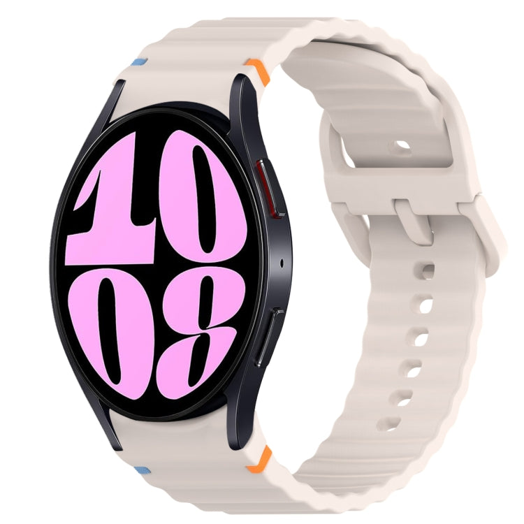Correia de relógio em silicone com grão ondulado e costura, fecho rápido, para Samsung Galaxy Watch 6 44mm, para Samsung Galaxy Watch 6 40mm, para Samsung Galaxy Watch 6 Classic 43mm, para Samsung Galaxy Watch 5 Pro Edição Golfe