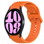 Correia de relógio em silicone com grão ondulado e costura, fecho rápido, para Samsung Galaxy Watch 6 44mm, para Samsung Galaxy Watch 6 40mm, para Samsung Galaxy Watch 6 Classic 43mm, para Samsung Galaxy Watch 5 Pro Edição Golfe