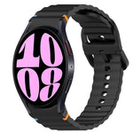 Correia de relógio em silicone com grão ondulado e costura, fecho rápido, para Samsung Galaxy Watch 6 44mm, para Samsung Galaxy Watch 6 40mm, para Samsung Galaxy Watch 6 Classic 43mm, para Samsung Galaxy Watch 5 Pro Edição Golfe