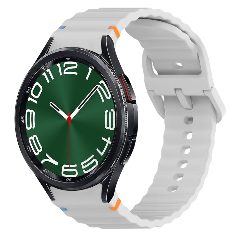 Correia de relógio em silicone com grão ondulado e costura, fecho rápido, para Samsung Galaxy Watch FE 40mm, para Samsung Galaxy Watch 7 44mm, para Samsung Galaxy Watch 7 40mm, para Samsung Galaxy Watch 6 Classic 47mm