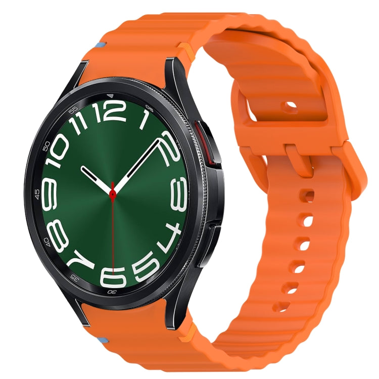 Correia de relógio em silicone com grão ondulado e costura, fecho rápido, para Samsung Galaxy Watch 6 44mm, para Samsung Galaxy Watch 6 40mm, para Samsung Galaxy Watch 6 Classic 43mm, para Samsung Galaxy Watch 5 Pro Edição Golfe