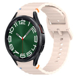 Correia de relógio em silicone com grão ondulado e costura, fecho rápido, para Samsung Galaxy Watch 6 44mm, para Samsung Galaxy Watch 6 40mm, para Samsung Galaxy Watch 6 Classic 43mm, para Samsung Galaxy Watch 5 Pro Edição Golfe