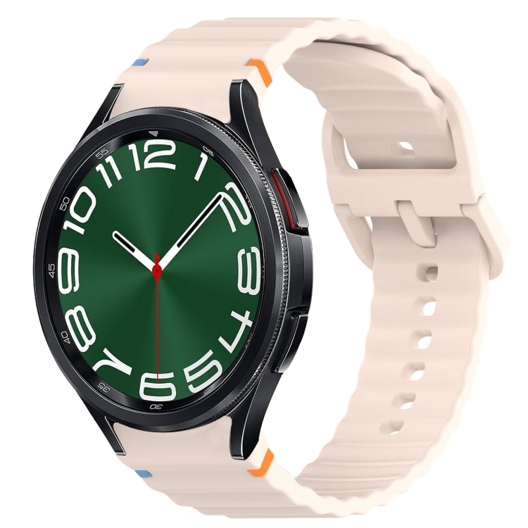 Correia de relógio em silicone com grão ondulado e costura, fecho rápido, para Samsung Galaxy Watch 6 44mm, para Samsung Galaxy Watch 6 40mm, para Samsung Galaxy Watch 6 Classic 43mm, para Samsung Galaxy Watch 5 Pro Edição Golfe