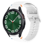 Correia de relógio em silicone com grão ondulado e costura, fecho rápido, para Samsung Galaxy Watch 6 44mm, para Samsung Galaxy Watch 6 40mm, para Samsung Galaxy Watch 6 Classic 43mm, para Samsung Galaxy Watch 5 Pro Edição Golfe