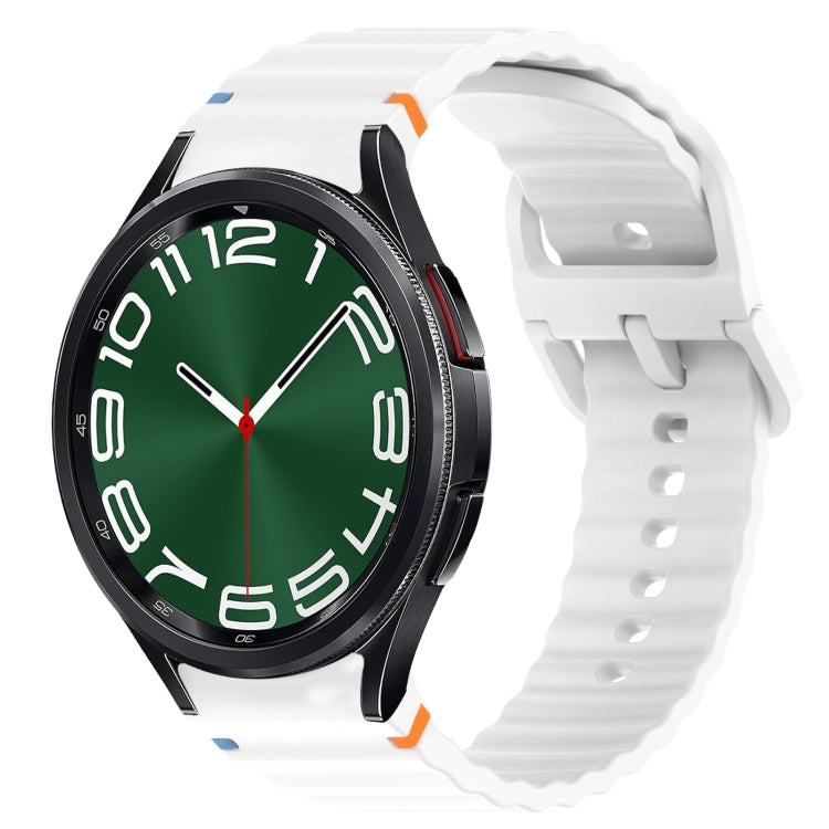 Correia de relógio em silicone com grão ondulado e costura, fecho rápido, para Samsung Galaxy Watch 6 44mm, para Samsung Galaxy Watch 6 40mm, para Samsung Galaxy Watch 6 Classic 43mm, para Samsung Galaxy Watch 5 Pro Edição Golfe