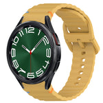 Correia de relógio em silicone com grão ondulado e costura, fecho rápido, para Samsung Galaxy Watch 6 44mm, para Samsung Galaxy Watch 6 40mm, para Samsung Galaxy Watch 6 Classic 43mm, para Samsung Galaxy Watch 5 Pro Edição Golfe