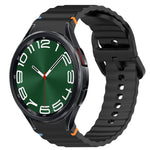 Correia de relógio em silicone com grão ondulado e costura, fecho rápido, para Samsung Galaxy Watch 6 44mm, para Samsung Galaxy Watch 6 40mm, para Samsung Galaxy Watch 6 Classic 43mm, para Samsung Galaxy Watch 5 Pro Edição Golfe