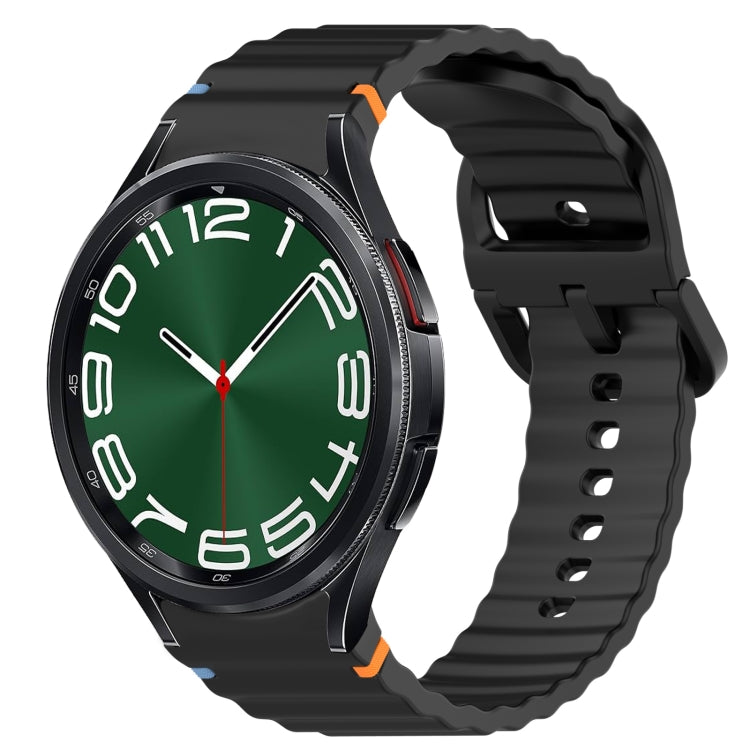 Correia de relógio em silicone com grão ondulado e costura, fecho rápido, para Samsung Galaxy Watch 6 44mm, para Samsung Galaxy Watch 6 40mm, para Samsung Galaxy Watch 6 Classic 43mm, para Samsung Galaxy Watch 5 Pro Edição Golfe
