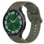 Correia de relógio em silicone com grão ondulado e costura, fecho rápido, para Samsung Galaxy Watch 6 44mm, para Samsung Galaxy Watch 6 40mm, para Samsung Galaxy Watch 6 Classic 43mm, para Samsung Galaxy Watch 5 Pro Edição Golfe