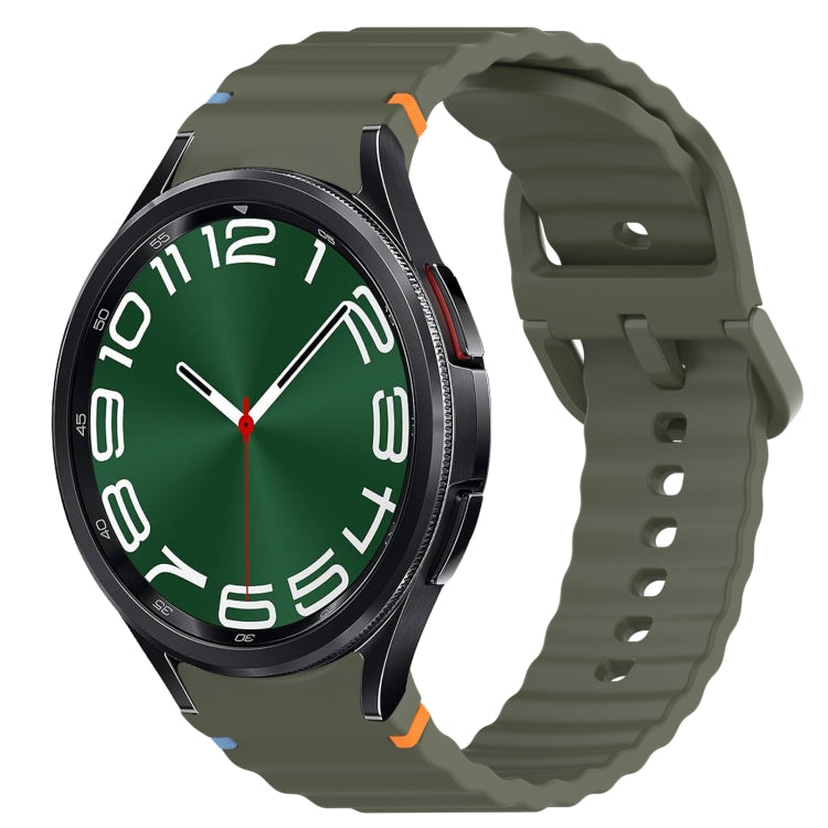 Correia de relógio em silicone com grão ondulado e costura, fecho rápido, para Samsung Galaxy Watch 6 44mm, para Samsung Galaxy Watch 6 40mm, para Samsung Galaxy Watch 6 Classic 43mm, para Samsung Galaxy Watch 5 Pro Edição Golfe