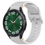 Correia de relógio em silicone com grão ondulado e costura, fecho rápido, para Samsung Galaxy Watch 6 44mm, para Samsung Galaxy Watch 6 40mm, para Samsung Galaxy Watch 6 Classic 43mm, para Samsung Galaxy Watch 5 Pro Edição Golfe