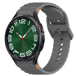 Correia de relógio em silicone com grão ondulado e costura, fecho rápido, para Samsung Galaxy Watch 6 44mm, para Samsung Galaxy Watch 6 40mm, para Samsung Galaxy Watch 6 Classic 43mm, para Samsung Galaxy Watch 5 Pro Edição Golfe