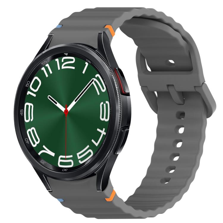 Correia de relógio em silicone com grão ondulado e costura, fecho rápido, para Samsung Galaxy Watch 6 44mm, para Samsung Galaxy Watch 6 40mm, para Samsung Galaxy Watch 6 Classic 43mm, para Samsung Galaxy Watch 5 Pro Edição Golfe