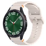 Correia de relógio em silicone com grão ondulado e costura, fecho rápido, para Samsung Galaxy Watch 6 44mm, para Samsung Galaxy Watch 6 40mm, para Samsung Galaxy Watch 6 Classic 43mm, para Samsung Galaxy Watch 5 Pro Edição Golfe