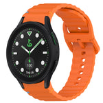 Correia de relógio em silicone com grão ondulado e costura, fecho rápido, para Samsung Galaxy Watch 6 44mm, para Samsung Galaxy Watch 6 40mm, para Samsung Galaxy Watch 6 Classic 43mm, para Samsung Galaxy Watch 5 Pro Edição Golfe