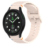 Correia de relógio em silicone com grão ondulado e costura, fecho rápido, para Samsung Galaxy Watch 6 44mm, para Samsung Galaxy Watch 6 40mm, para Samsung Galaxy Watch 6 Classic 43mm, para Samsung Galaxy Watch 5 Pro Edição Golfe