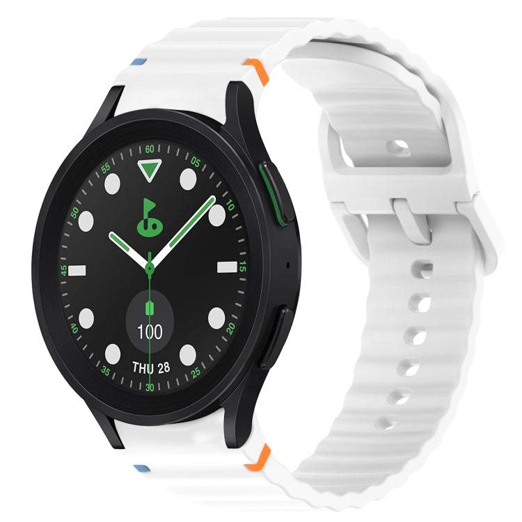 Correia de relógio em silicone com grão ondulado e costura, fecho rápido, para Samsung Galaxy Watch 6 44mm, para Samsung Galaxy Watch 6 40mm, para Samsung Galaxy Watch 6 Classic 43mm, para Samsung Galaxy Watch 5 Pro Edição Golfe