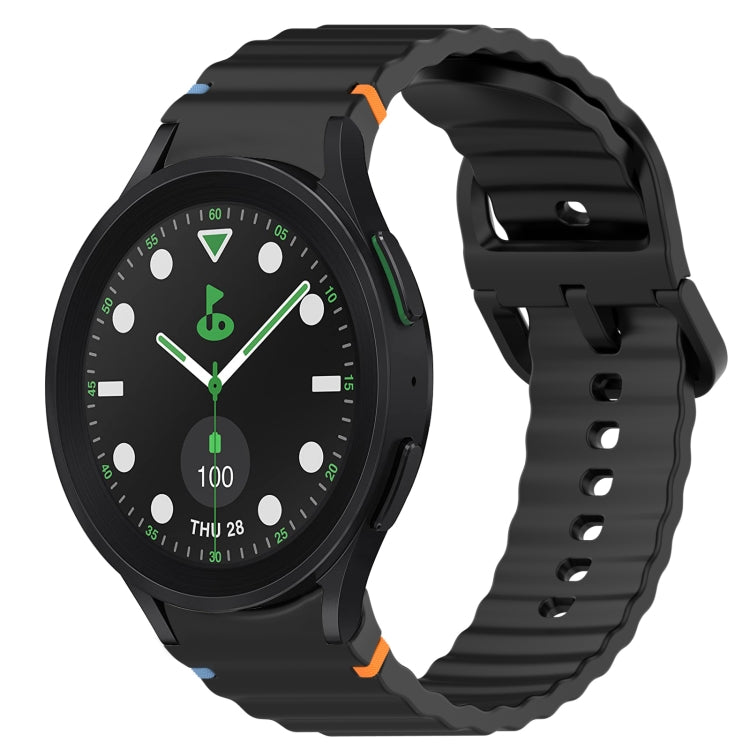 Correia de relógio em silicone com grão ondulado e costura, fecho rápido, para Samsung Galaxy Watch 6 44mm, para Samsung Galaxy Watch 6 40mm, para Samsung Galaxy Watch 6 Classic 43mm, para Samsung Galaxy Watch 5 Pro Edição Golfe