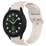Correia de relógio em silicone com grão ondulado e costura, fecho rápido, para Samsung Galaxy Watch 6 44mm, para Samsung Galaxy Watch 6 40mm, para Samsung Galaxy Watch 6 Classic 43mm, para Samsung Galaxy Watch 5 Pro Edição Golfe