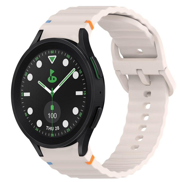 Correia de relógio em silicone com grão ondulado e costura, fecho rápido, para Samsung Galaxy Watch 6 44mm, para Samsung Galaxy Watch 6 40mm, para Samsung Galaxy Watch 6 Classic 43mm, para Samsung Galaxy Watch 5 Pro Edição Golfe