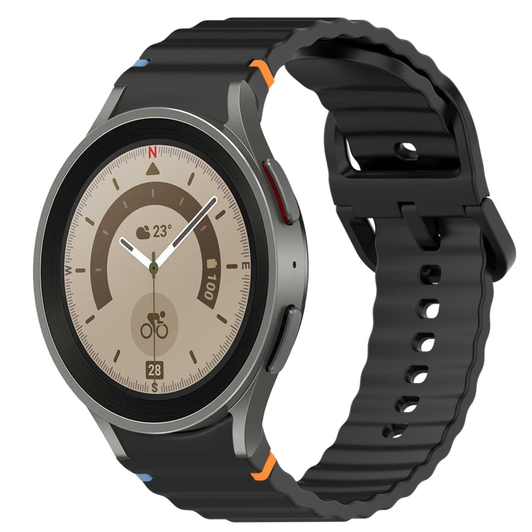 Correia de relógio em silicone com grão ondulado e costura, fecho rápido, para Samsung Galaxy Watch 5 Edição Golfe, para Samsung Galaxy Watch 5 44mm, para Samsung Galaxy Watch 5 Pro 45mm, para Samsung Galaxy Watch 5 40mm
