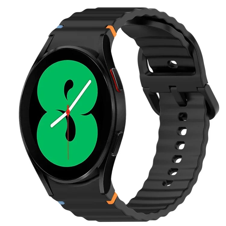 Correia de Relógio em Silicone com Grão Ondulado e Costura de Libertação Rápida, para Samsung Galaxy Watch 4 44mm, para Samsung Galaxy Watch 4 40mm, para Samsung Galaxy Watch 4 Classic 46mm, para Samsung Galaxy Watch 4 Classic 42mm