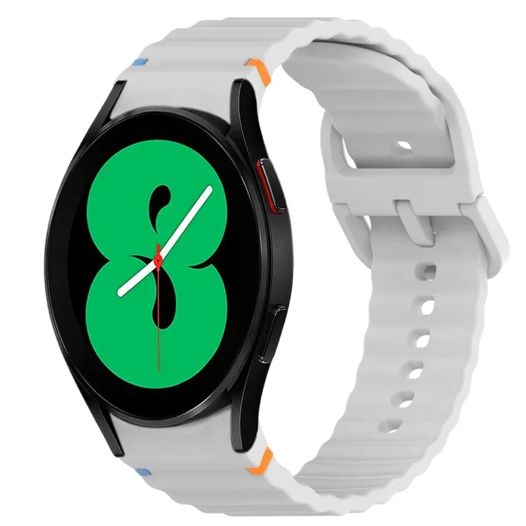 Correia de Relógio em Silicone com Grão Ondulado e Costura de Libertação Rápida, para Samsung Galaxy Watch 4 44mm, para Samsung Galaxy Watch 4 40mm, para Samsung Galaxy Watch 4 Classic 46mm, para Samsung Galaxy Watch 4 Classic 42mm