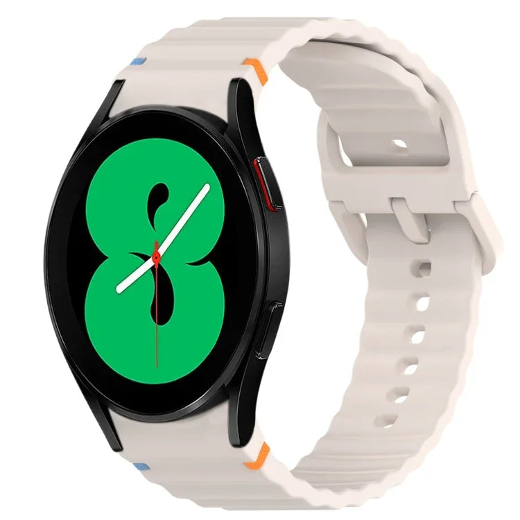Correia de Relógio em Silicone com Grão Ondulado e Costura de Libertação Rápida, para Samsung Galaxy Watch 4 44mm, para Samsung Galaxy Watch 4 40mm, para Samsung Galaxy Watch 4 Classic 46mm, para Samsung Galaxy Watch 4 Classic 42mm