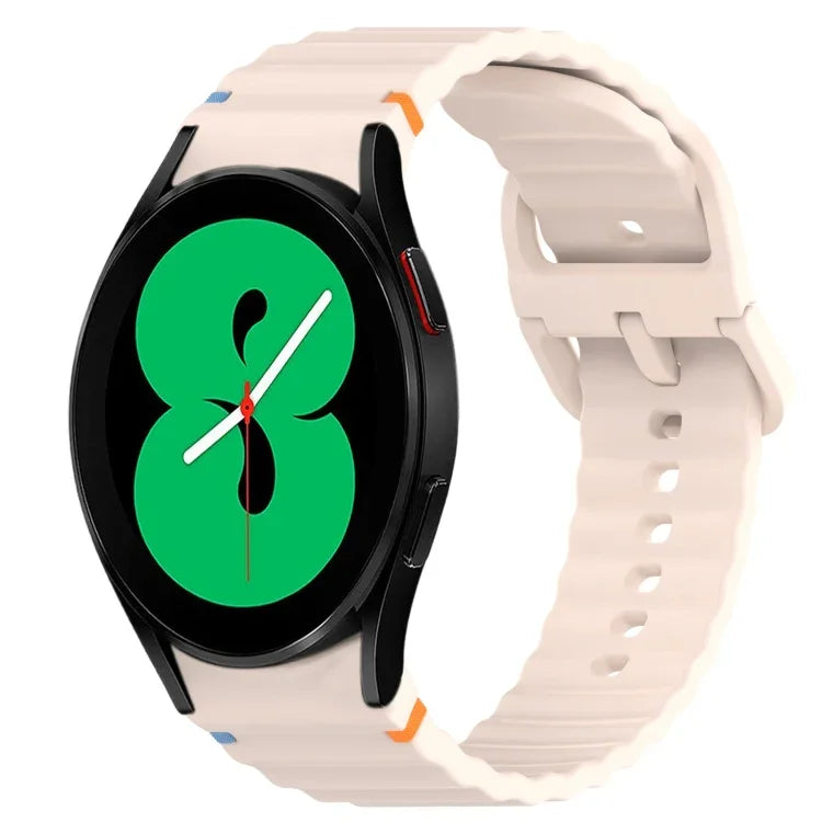 Correia de Relógio em Silicone com Grão Ondulado e Costura de Libertação Rápida, para Samsung Galaxy Watch 4 44mm, para Samsung Galaxy Watch 4 40mm, para Samsung Galaxy Watch 4 Classic 46mm, para Samsung Galaxy Watch 4 Classic 42mm