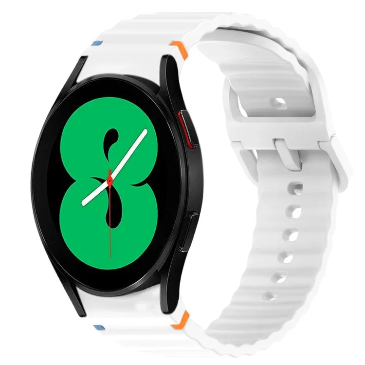 Correia de Relógio em Silicone com Grão Ondulado e Costura de Libertação Rápida, para Samsung Galaxy Watch 4 44mm, para Samsung Galaxy Watch 4 40mm, para Samsung Galaxy Watch 4 Classic 46mm, para Samsung Galaxy Watch 4 Classic 42mm