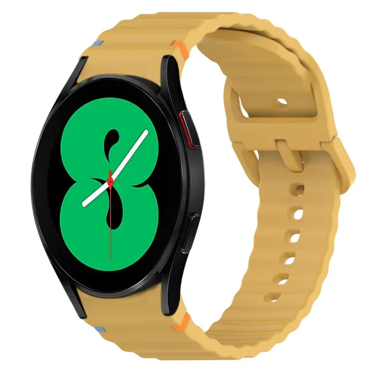 Correia de Relógio em Silicone com Grão Ondulado e Costura de Libertação Rápida, para Samsung Galaxy Watch 4 44mm, para Samsung Galaxy Watch 4 40mm, para Samsung Galaxy Watch 4 Classic 46mm, para Samsung Galaxy Watch 4 Classic 42mm