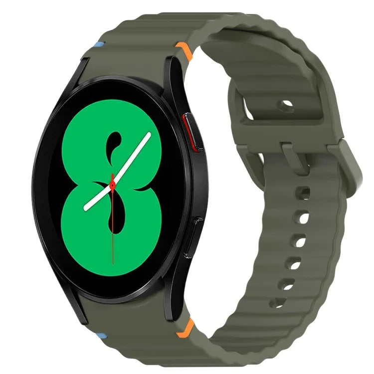 Correia de Relógio em Silicone com Grão Ondulado e Costura de Libertação Rápida, para Samsung Galaxy Watch 4 44mm, para Samsung Galaxy Watch 4 40mm, para Samsung Galaxy Watch 4 Classic 46mm, para Samsung Galaxy Watch 4 Classic 42mm
