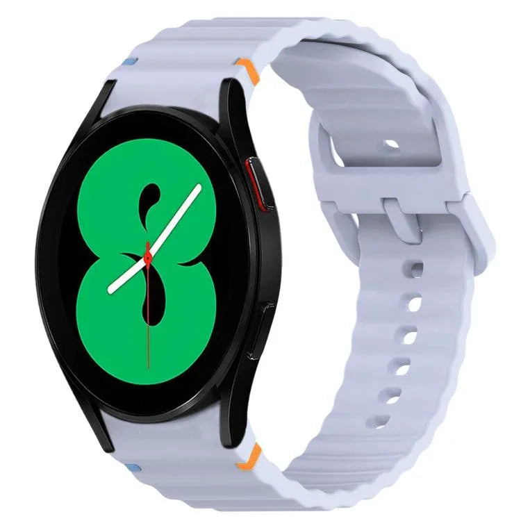 Correia de Relógio em Silicone com Grão Ondulado e Costura de Libertação Rápida, para Samsung Galaxy Watch 4 44mm, para Samsung Galaxy Watch 4 40mm, para Samsung Galaxy Watch 4 Classic 46mm, para Samsung Galaxy Watch 4 Classic 42mm