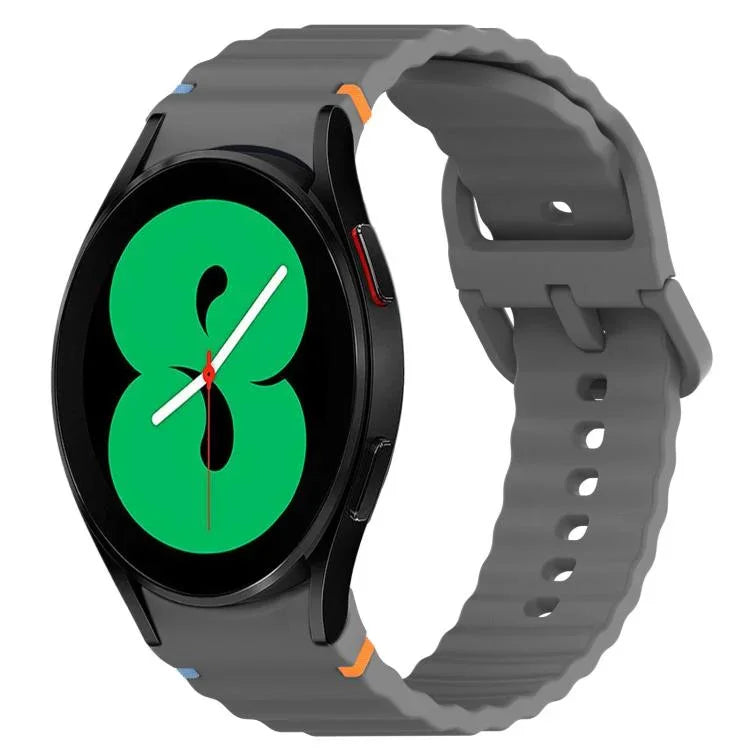 Correia de Relógio em Silicone com Grão Ondulado e Costura de Libertação Rápida, para Samsung Galaxy Watch 4 44mm, para Samsung Galaxy Watch 4 40mm, para Samsung Galaxy Watch 4 Classic 46mm, para Samsung Galaxy Watch 4 Classic 42mm