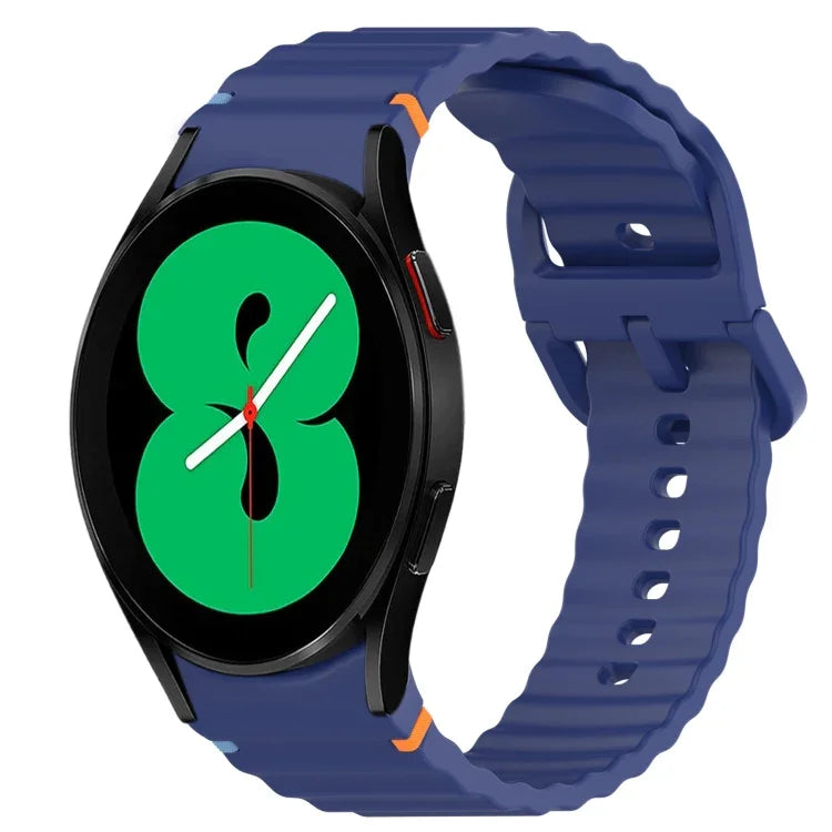 Correia de Relógio em Silicone com Grão Ondulado e Costura de Libertação Rápida, para Samsung Galaxy Watch 4 44mm, para Samsung Galaxy Watch 4 40mm, para Samsung Galaxy Watch 4 Classic 46mm, para Samsung Galaxy Watch 4 Classic 42mm