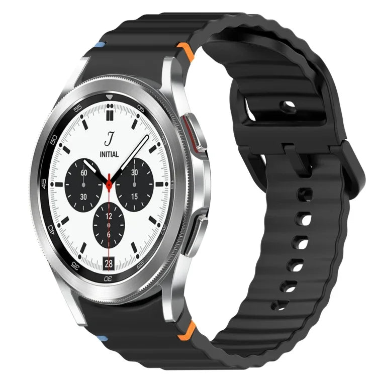 Correia de Relógio em Silicone com Grão Ondulado e Costura de Libertação Rápida, para Samsung Galaxy Watch 4 44mm, para Samsung Galaxy Watch 4 40mm, para Samsung Galaxy Watch 4 Classic 46mm, para Samsung Galaxy Watch 4 Classic 42mm