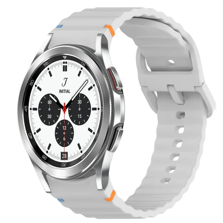 Correia de Relógio em Silicone com Grão Ondulado e Costura de Libertação Rápida, para Samsung Galaxy Watch 4 44mm, para Samsung Galaxy Watch 4 40mm, para Samsung Galaxy Watch 4 Classic 46mm, para Samsung Galaxy Watch 4 Classic 42mm