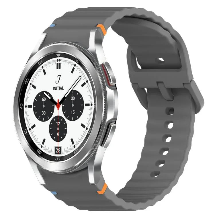 Correia de Relógio em Silicone com Grão Ondulado e Costura de Libertação Rápida, para Samsung Galaxy Watch 4 44mm, para Samsung Galaxy Watch 4 40mm, para Samsung Galaxy Watch 4 Classic 46mm, para Samsung Galaxy Watch 4 Classic 42mm
