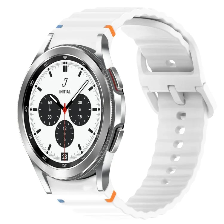 Correia de Relógio em Silicone com Grão Ondulado e Costura de Libertação Rápida, para Samsung Galaxy Watch 4 44mm, para Samsung Galaxy Watch 4 40mm, para Samsung Galaxy Watch 4 Classic 46mm, para Samsung Galaxy Watch 4 Classic 42mm