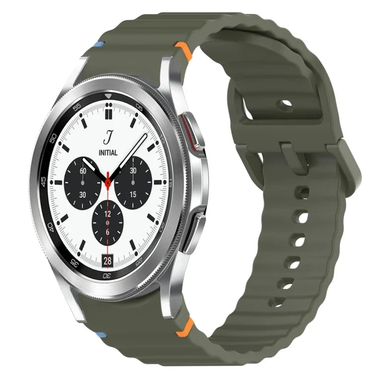 Correia de Relógio em Silicone com Grão Ondulado e Costura de Libertação Rápida, para Samsung Galaxy Watch 4 44mm, para Samsung Galaxy Watch 4 40mm, para Samsung Galaxy Watch 4 Classic 46mm, para Samsung Galaxy Watch 4 Classic 42mm