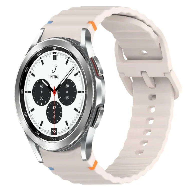 Correia de Relógio em Silicone com Grão Ondulado e Costura de Libertação Rápida, para Samsung Galaxy Watch 4 44mm, para Samsung Galaxy Watch 4 40mm, para Samsung Galaxy Watch 4 Classic 46mm, para Samsung Galaxy Watch 4 Classic 42mm