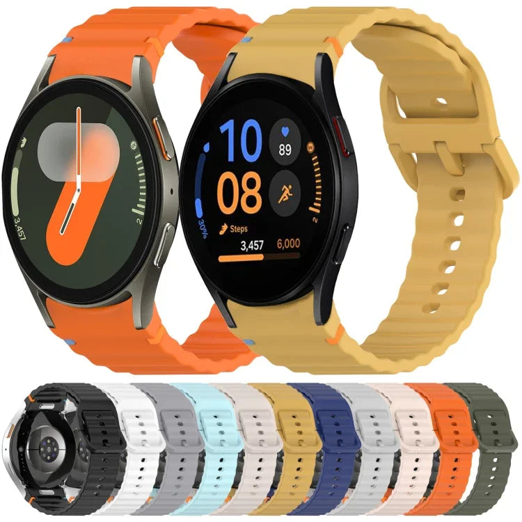 Correia de Relógio em Silicone com Grão Ondulado e Costura de Libertação Rápida, para Samsung Galaxy Watch 4 44mm, para Samsung Galaxy Watch 4 40mm, para Samsung Galaxy Watch 4 Classic 46mm, para Samsung Galaxy Watch 4 Classic 42mm