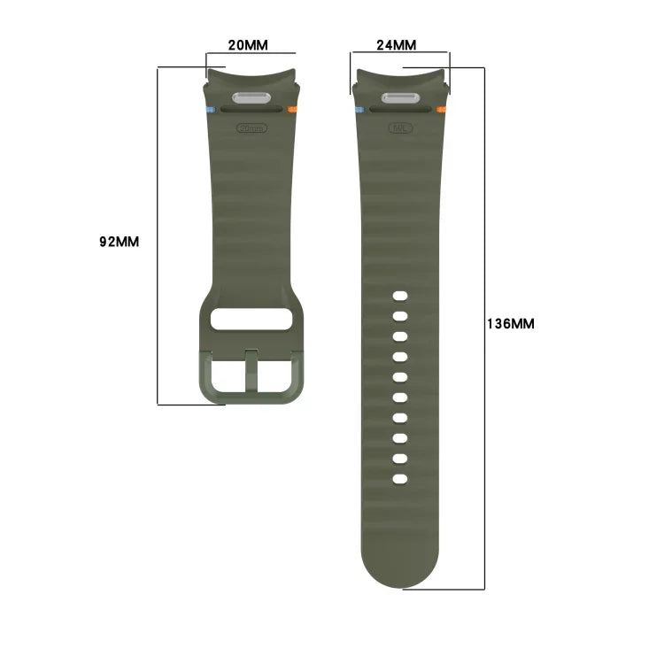 Correia de Relógio em Silicone com Grão Ondulado e Costura de Libertação Rápida, para Samsung Galaxy Watch 4 44mm, para Samsung Galaxy Watch 4 40mm, para Samsung Galaxy Watch 4 Classic 46mm, para Samsung Galaxy Watch 4 Classic 42mm